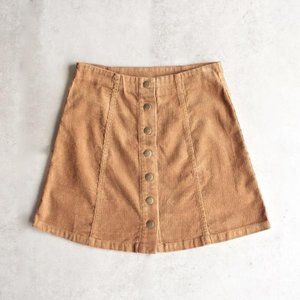 XHILARATION tan corduroy button down mini skirt